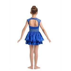 Balera Kids Dance Costume 1C Royal Blue Ruffled Cut-out Back Performance Stage